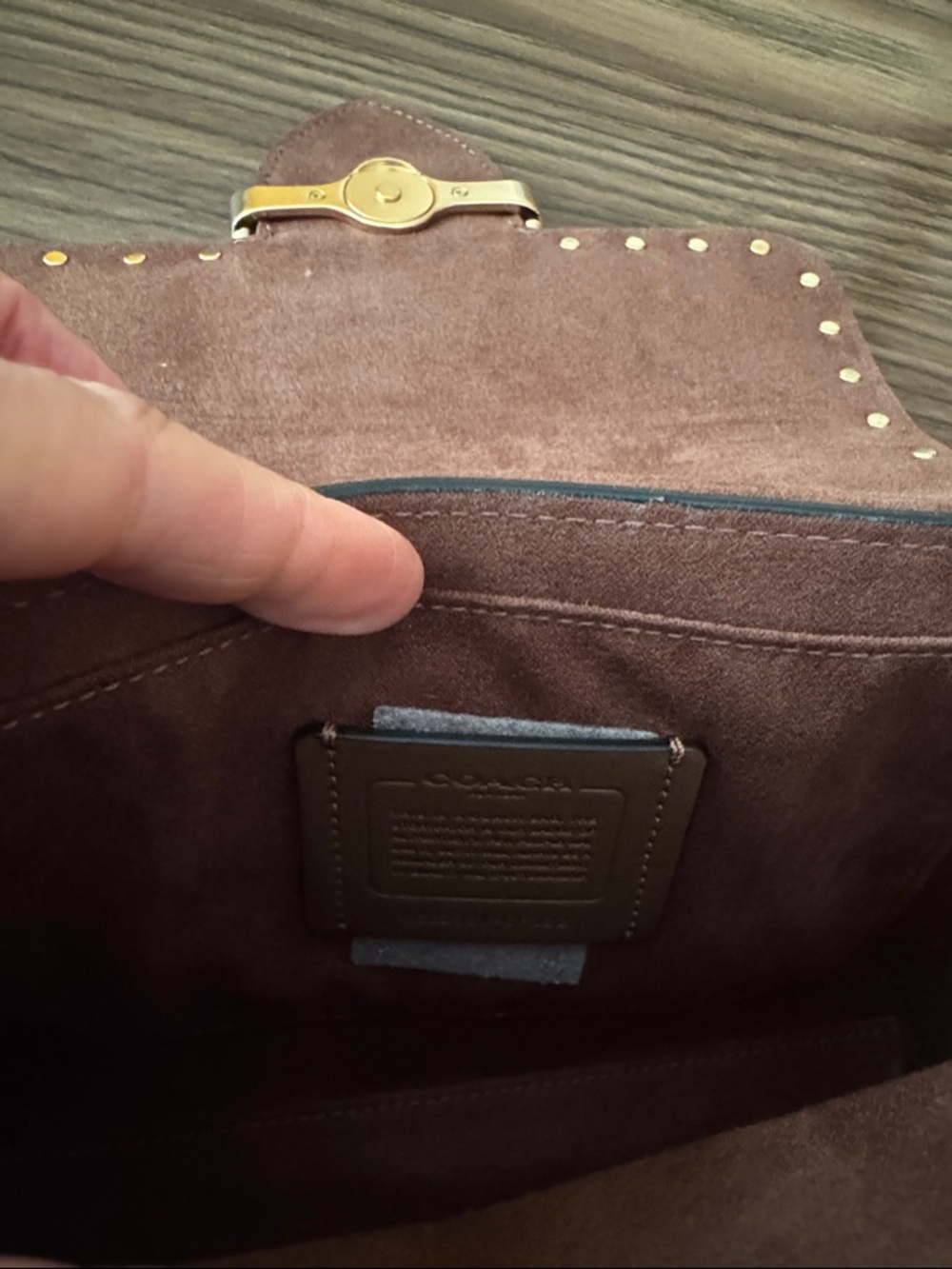 Coach Black and Brown Signature Rivet Morgan Top Handle Satchel Gold Hardware - Picture 10 of 13